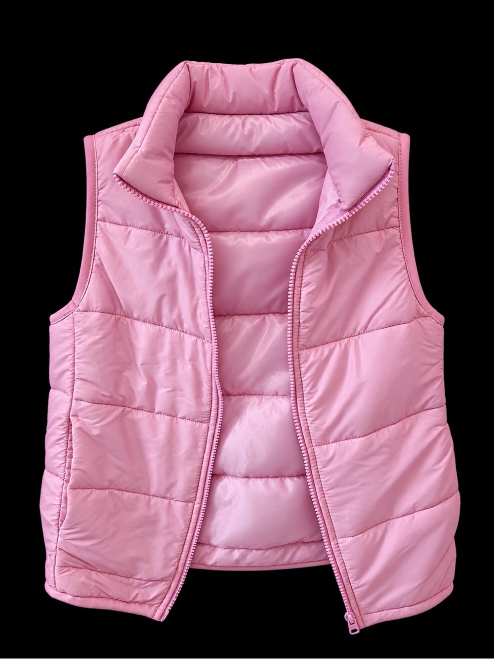 Pink Kids Puffer Vest - Lightweight Sleeveless Jacket